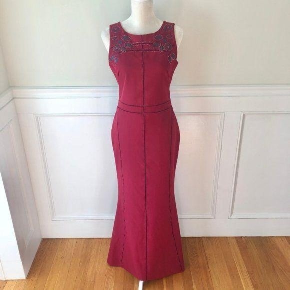 Marchesa Notte Burgundy Vine Gown Dress 6