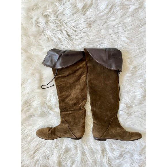 Giuseppe Zanotti Suede Leather Over The Knee Boots Flat 5