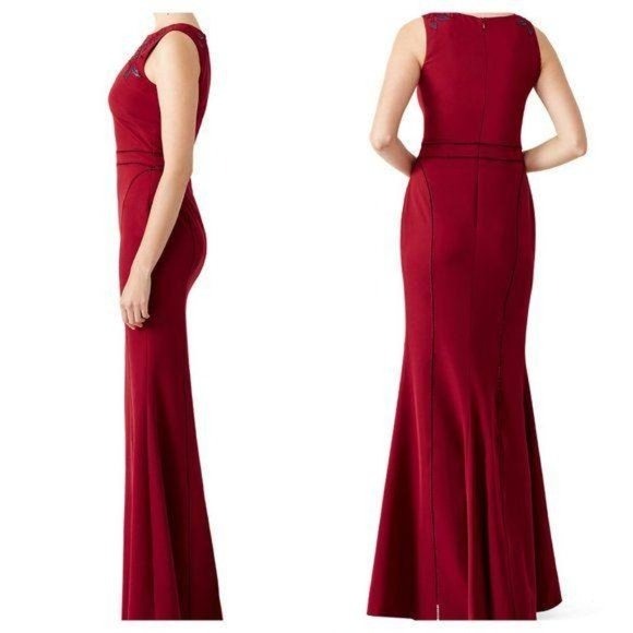 Marchesa Notte Burgundy Vine Gown Dress 6