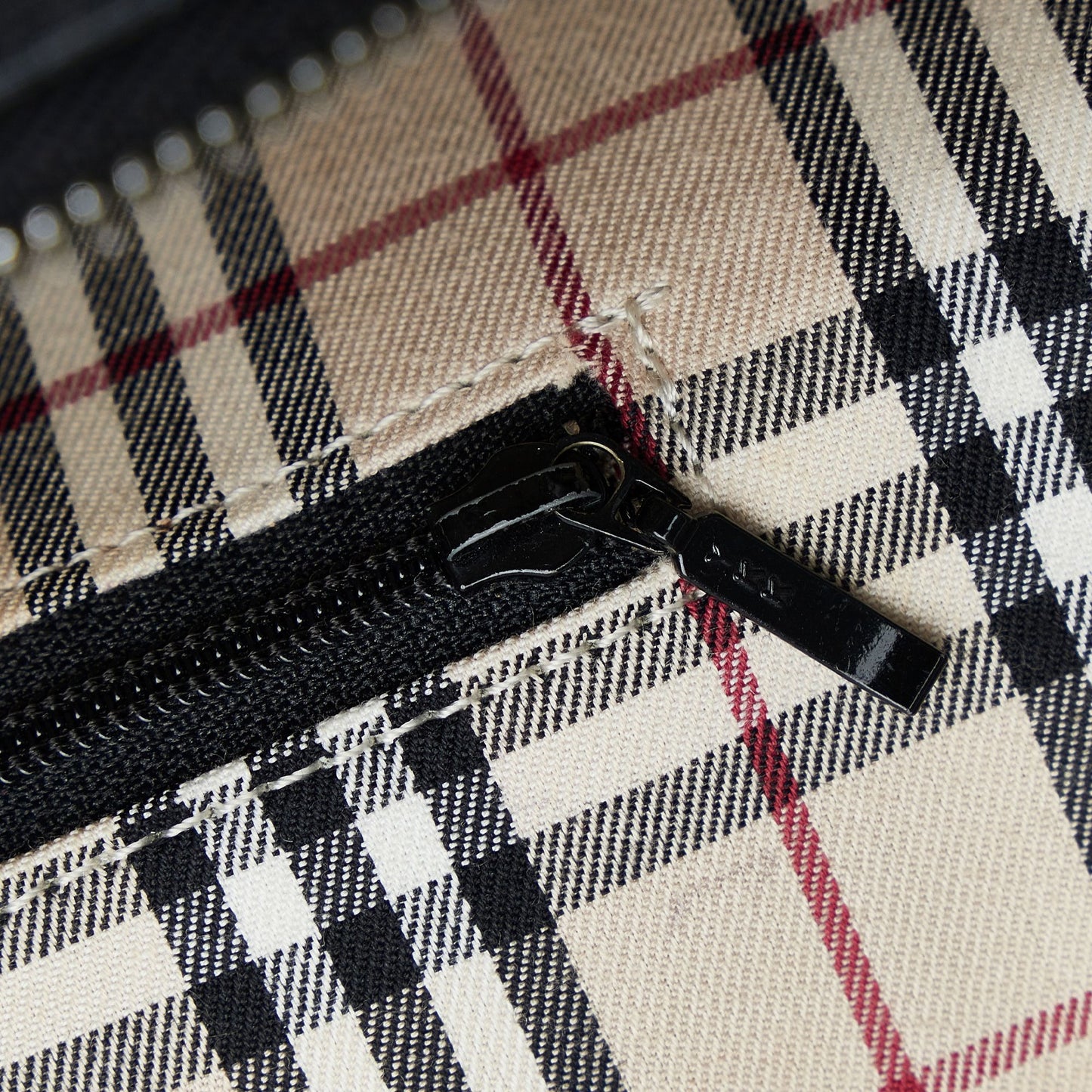 Burberry Structured Black Leather Shoulder Bag w Nova Check Plaid Interior