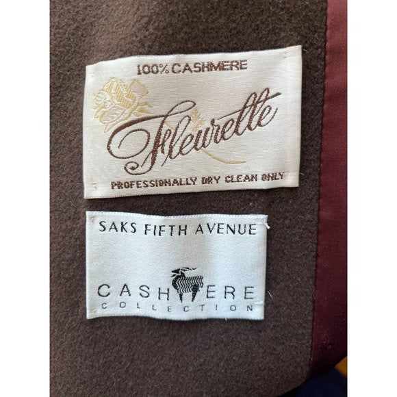 Fleurette 100% Cashmere Vintage Coat Double Breasted Brown 10